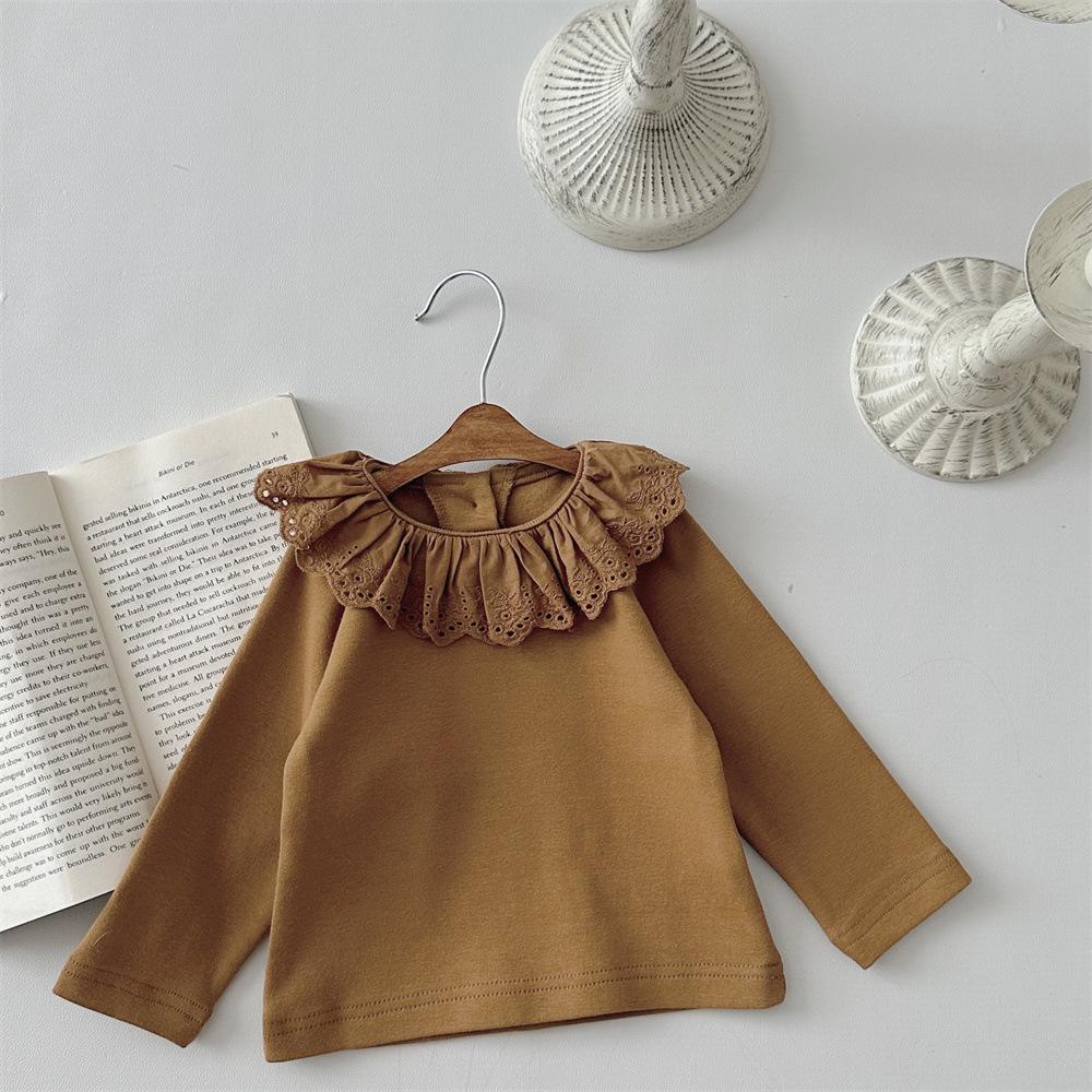 Spring & Autumn Infant Girl's Embroidered Lace Ruffle Collar Top