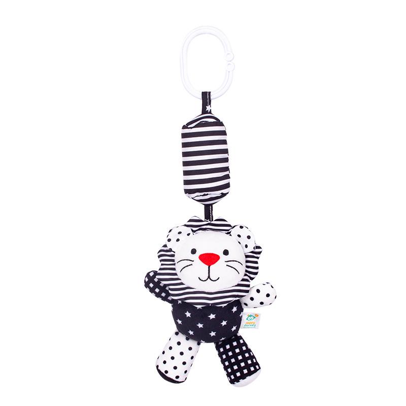 Happy Monkey Baby Crib Rattle: Black & White Cartoon Animal Wind Chime for Early Education