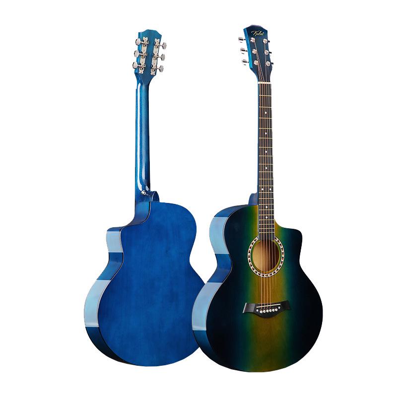 41-Inch Multi-Color Gradient Folk Wooden Guitar - Beginner Entry-Level Instrument