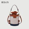 Contrasting Color Drawstring All-match Fashion Crossbody Bucket Bag