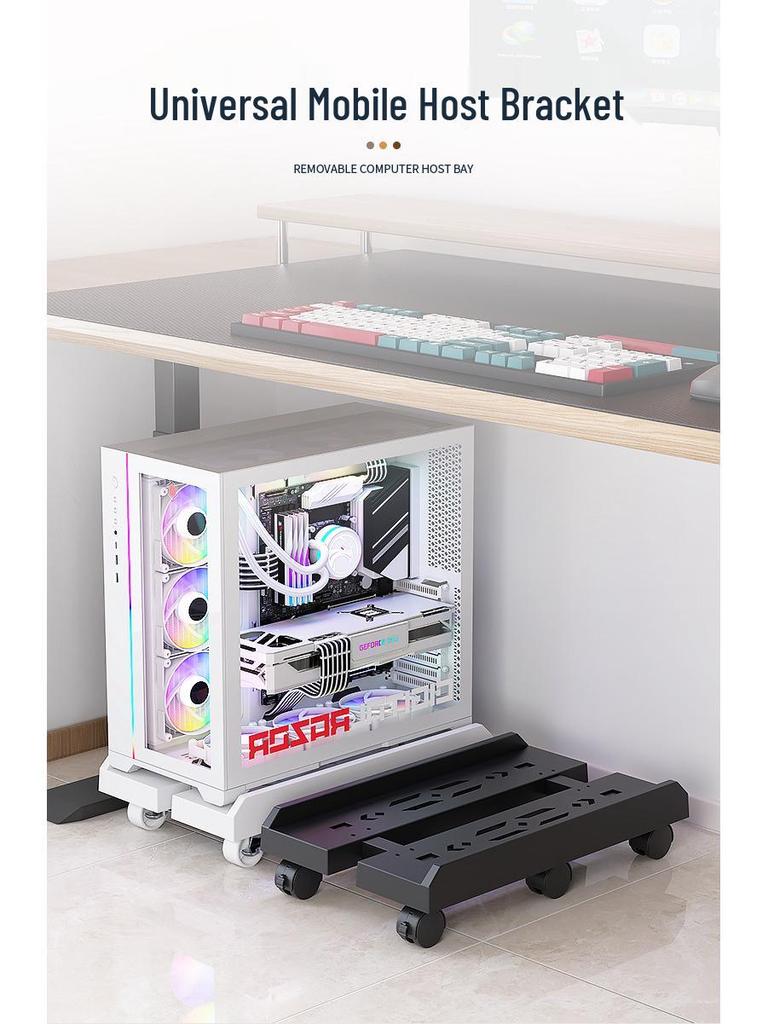 Adjustable Desktop PC Stand with Wheels and Cooling