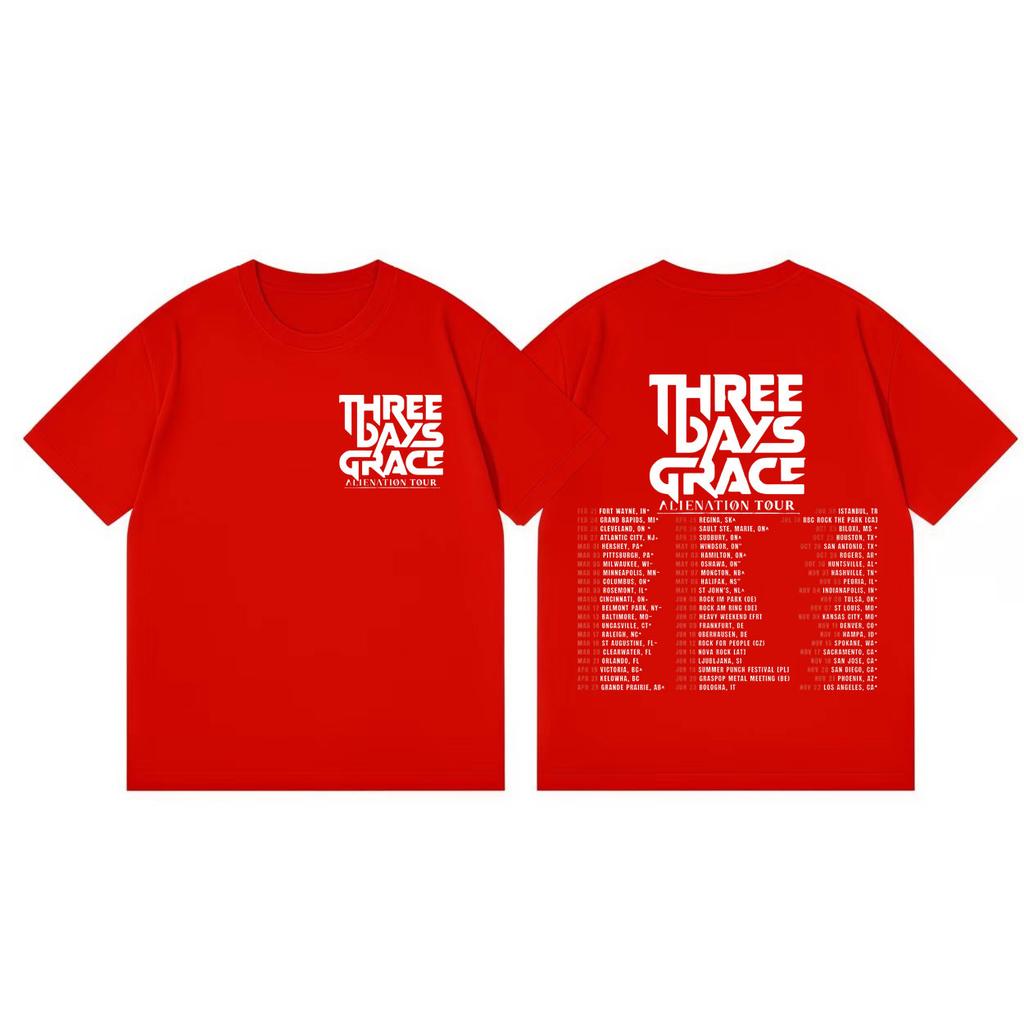Three Days Grace Alienation Tour 2026 Tshirt Fashion Rock Short Sleeve Tshirts Men Women Casual Oversized Tshirt Streetwear