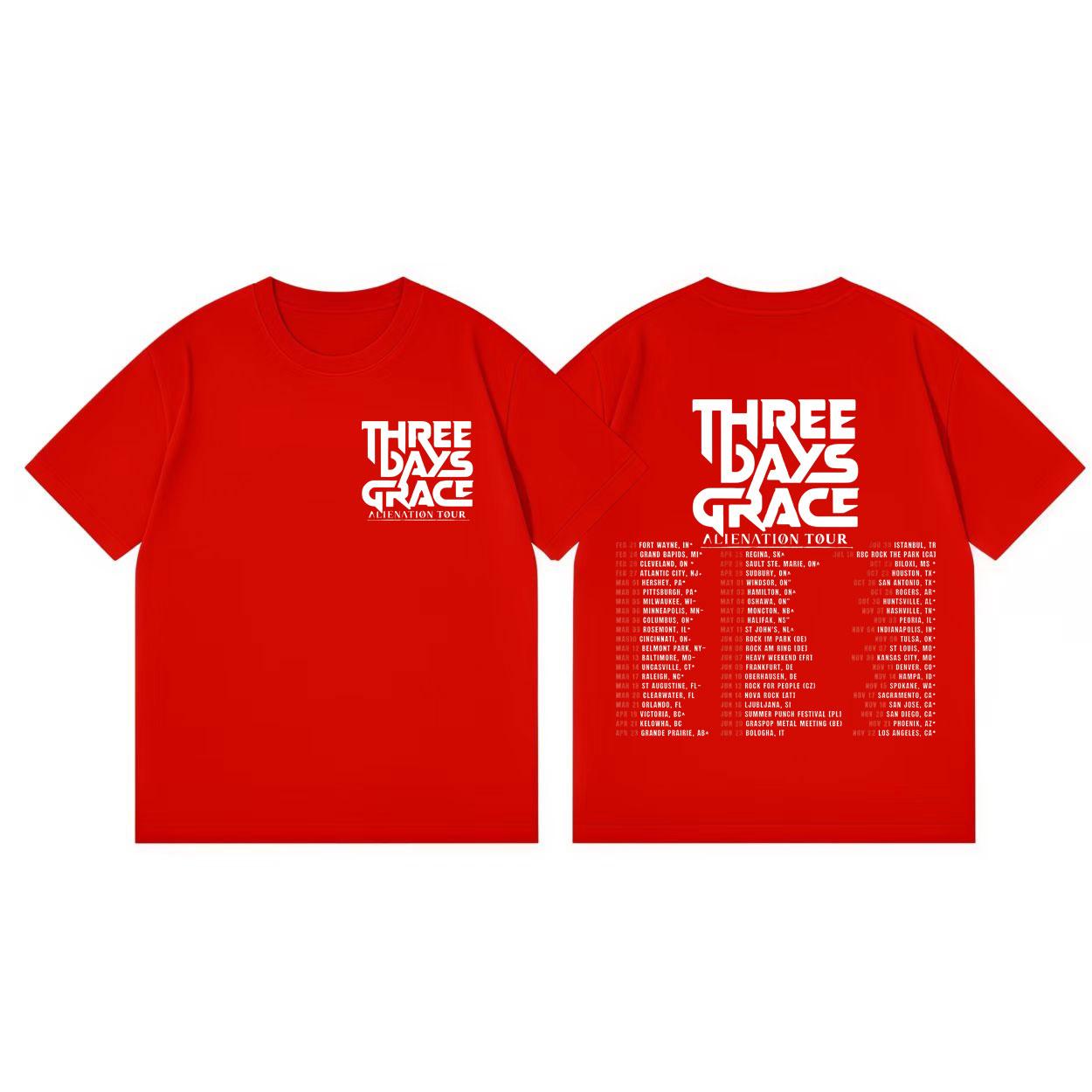 

Three Days Grace Alienation Tour 2026 Tshirt Fashion Rock Short Sleeve Tshirts Men Women Casual Oversized Tshirt Streetwear S