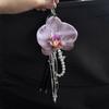 2Pcs Handmade Flower Tassels Keychain Charm Elegant Floral Design Pearls Accent Hanging Decoration for Bag Jewelry Gift
