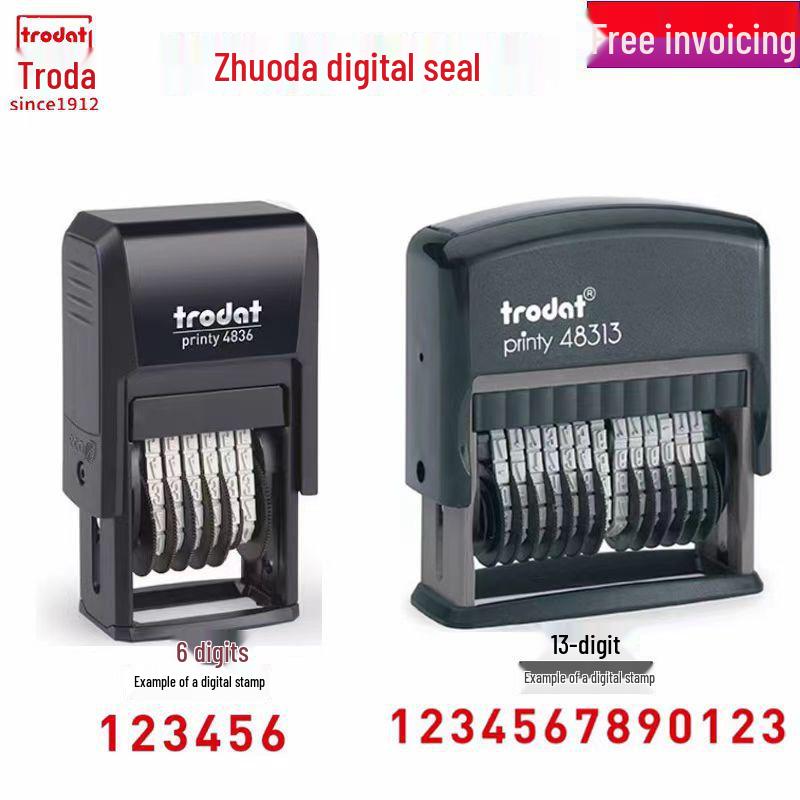 Zhuoda Adjustable Automatic Number Stamp, 6-Digit to 13-Digit, Self-Inking and Ink Ejection.
