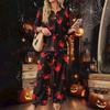 Women's Casual Printed 3/4 Sleeve Button Down Top and Wide Leg Pants 2 Piece Set