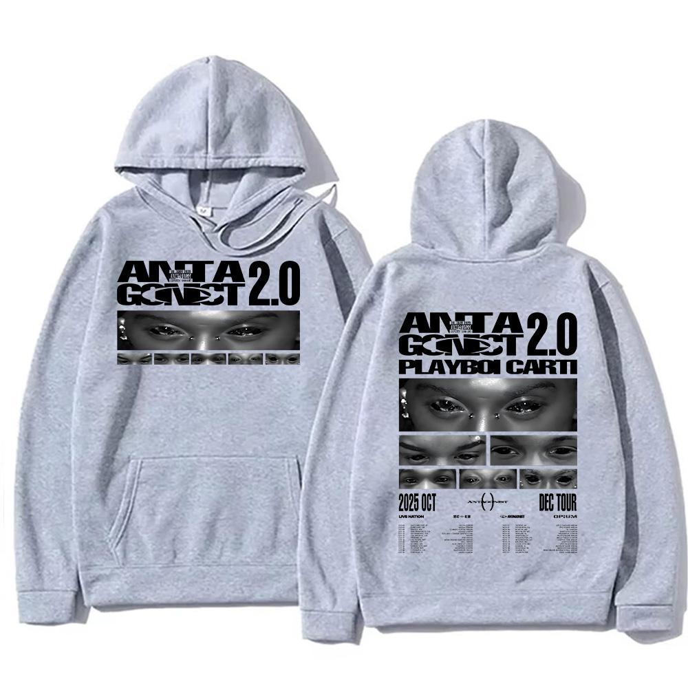 Rapper Hoodies Playboi Carti Antagonist Tour Sweatshirts Men Women Hip Hop Streetwear Male Pullovers Y2K