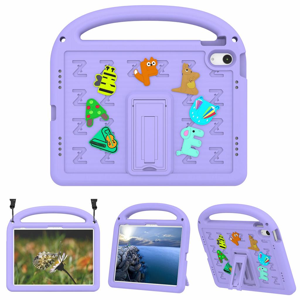 For iPad (2025)/10.9 (2022) Case with Strap EVA+PC Kickstand Tablet Cover Cartoon Design