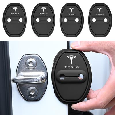4pcs Silicone Car Styling Door Lock Covers Protection Stickers For Model 3 Model S X Model Y Roadster Cybertruck Semi