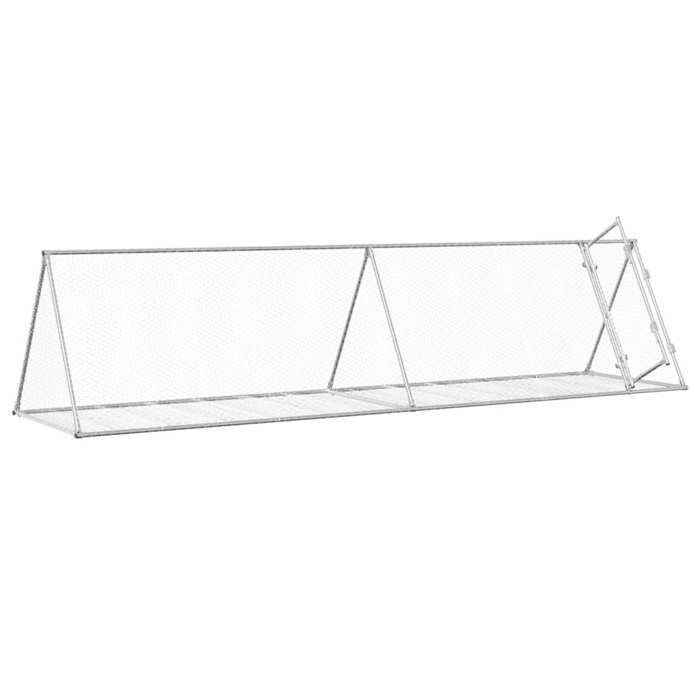 VidaXL Hutch, Rabbit Cage with Door, Chicken Coop, Outdoor Run for Ducks Small Animals, Silver Steel 3281531