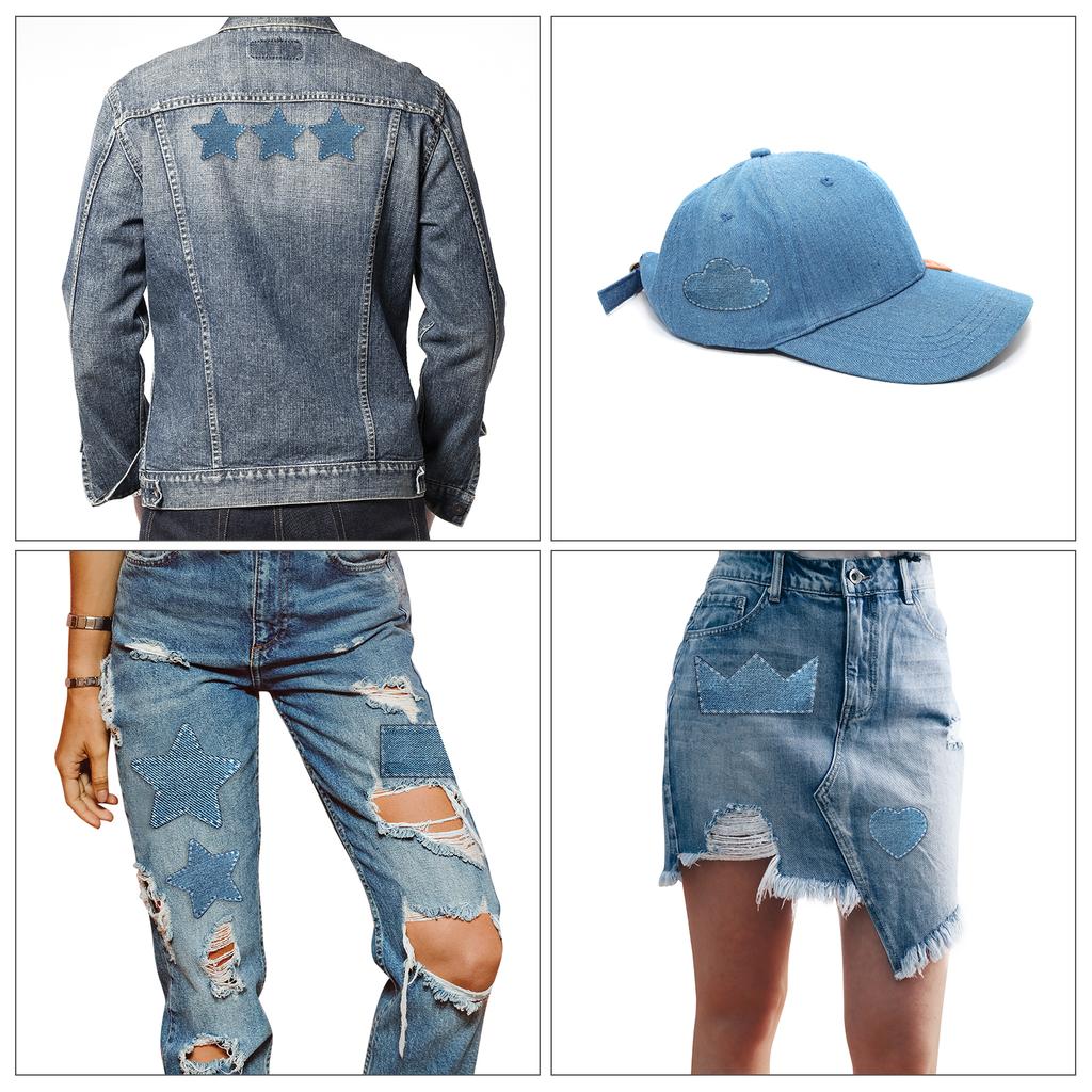 4 Stück Denim-Aufnäher zum Aufbügeln für Kleiderreparatur Stoffreparatur-Aufnäher zum Aufbügeln Flicken Schwarz