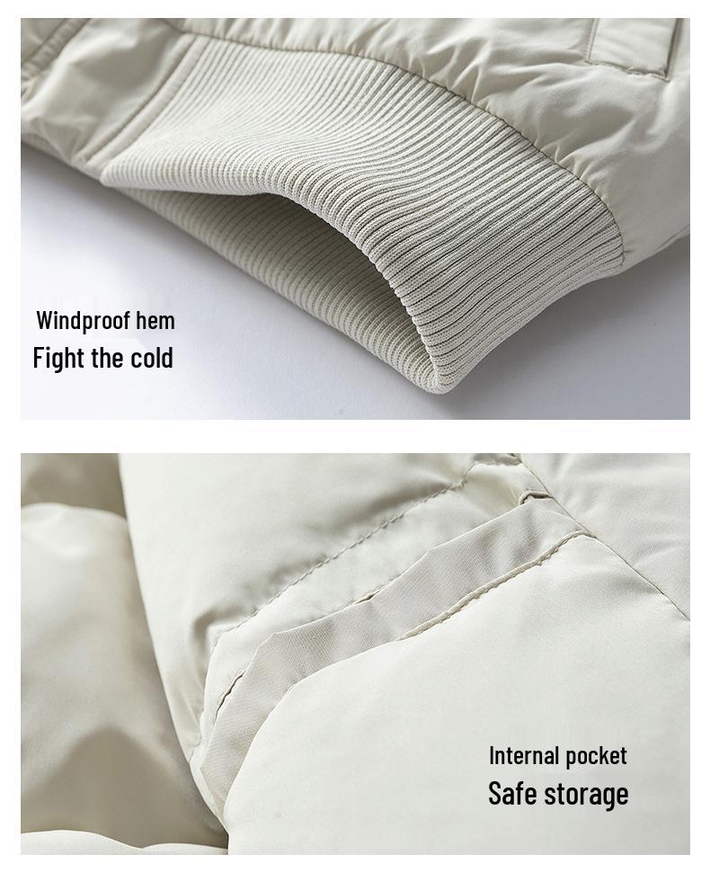 Men's and Women's Thickened Winter Down Jacket with Fur Collar, 90% White Duck Down Hooded Parka.