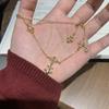 Golden Cross Iris Necklace Women'S Versatile Temperament Clavicle Chain Light Luxury High-End Jewelry