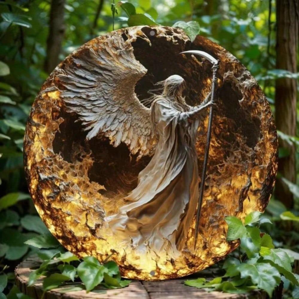 Warrior Themed Round Aluminum Wall Art for Home Office Bar Kitchen Decor Gift