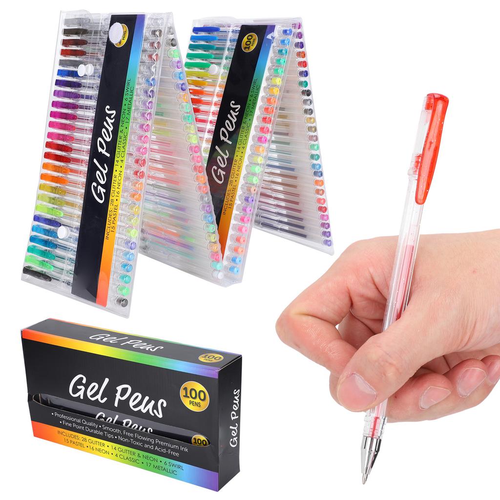 100 Colors Oily Gel Pens Set Highlight Water Color Pen for Writing Sketching Drawing Doodling Kid Gift