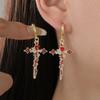 Vintage Gothic Thorn Rose Cross Pendant Earrings Suitable for Men and Women Creative Sweet Cool Style Jewelry Party Gifts