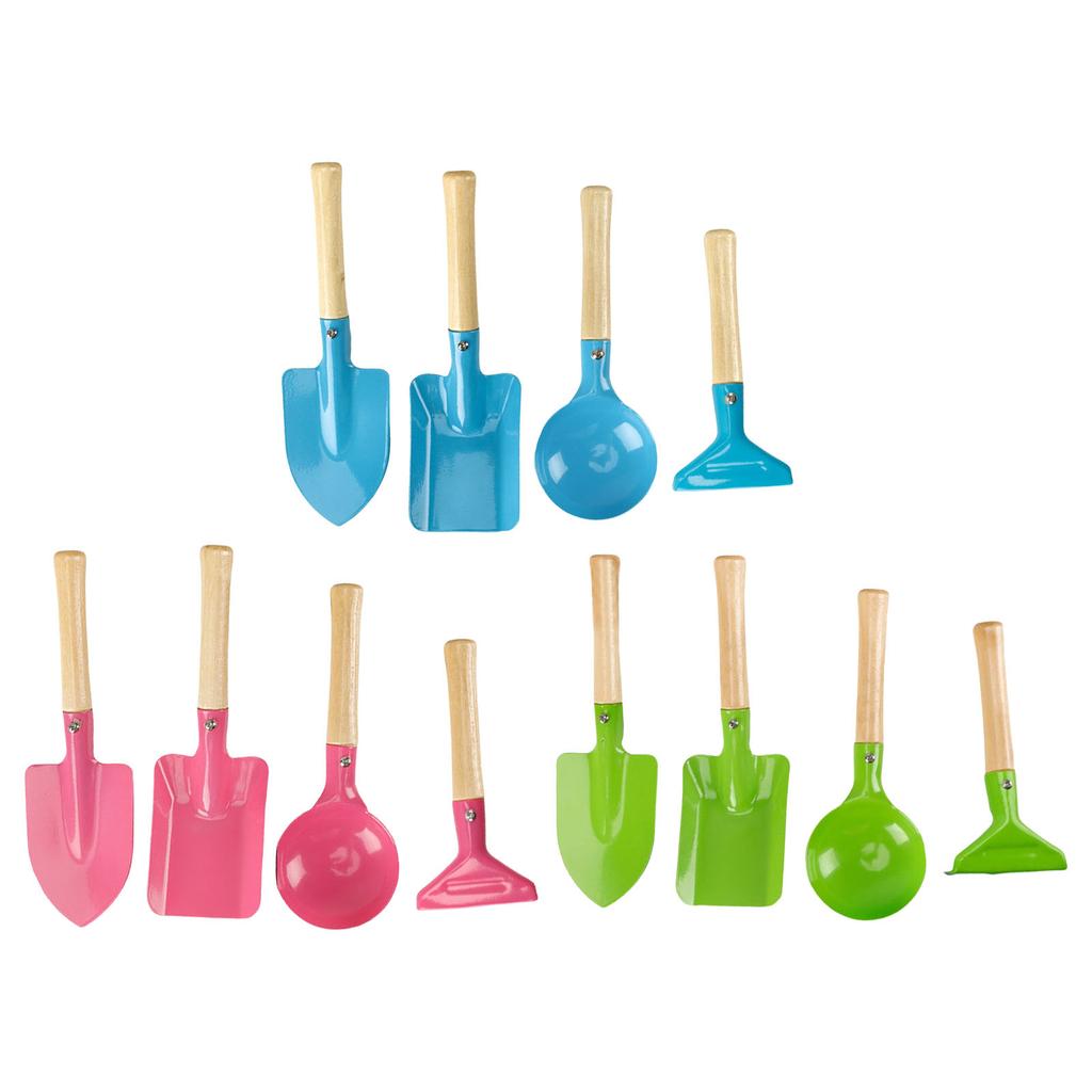 4Pieces Children Garden Tool Shovel Set For Sand And Beach Play Metal Shovel Set with Wood Handle for Sand Playing