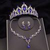 Barock Silberfarben Brautschmuck-Sets Krone Ohrringe Halsband Halskette Set für Frauen Hochzeitskleid Tiaras Brautschmuck-Set