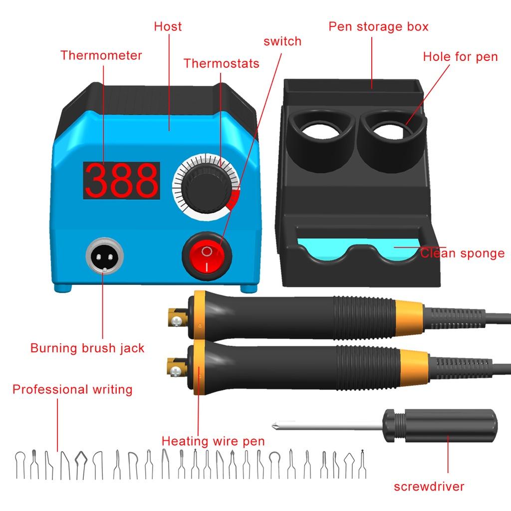 50W 220V  Pyrography Pen Burning Machine Multifunction Digital Gourd Wood Craft Pyrography Machine With 2Pen+24Tips
