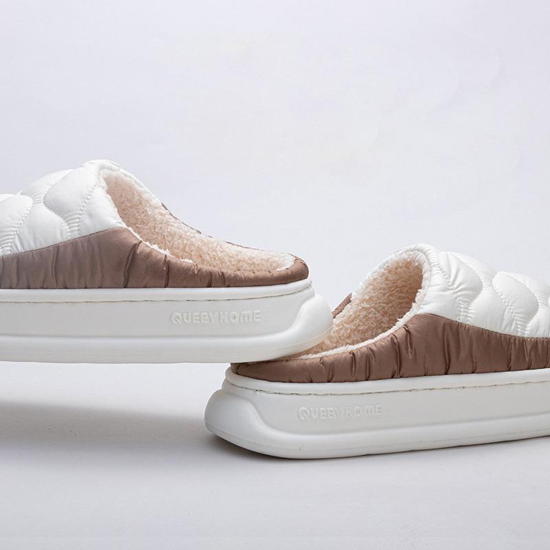 Autumn and winter down men's cotton slippers indoor home waterproof and slip-resistant couple plush cotton drag men's winter