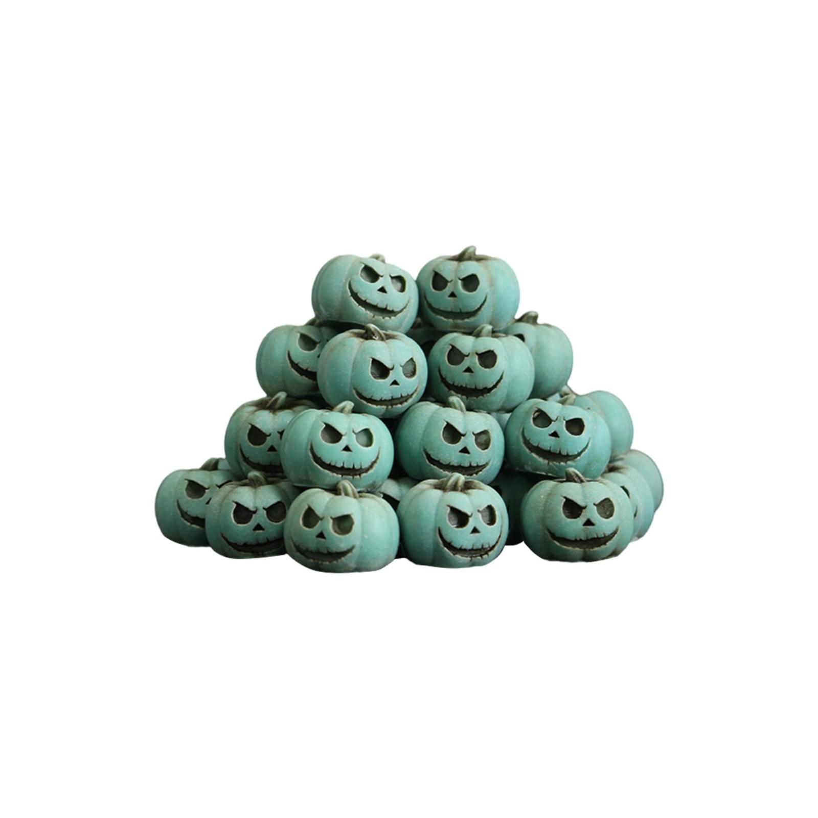 

Halloween Ornaments Resin Green Small Pumpkin Set 20 Outdoor Garden Flower Pot Face Paving Stone One Size зелёный