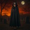 Face Shield Women's Ghost Cloak Loose Halloween Cloak with Hat Halloween Cosplay Costume  Cosplay