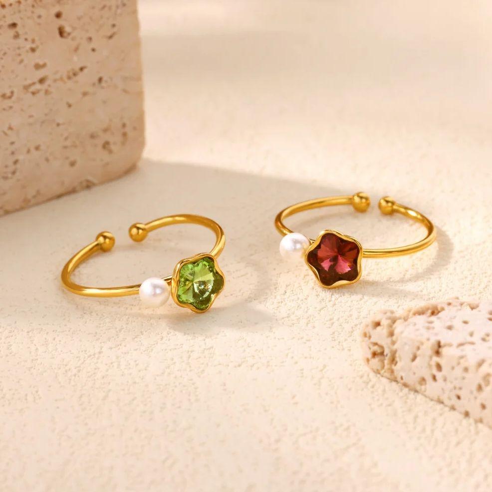 Dainty Horseshoe Buckle Stainless Steel Rings 18K Gold-plated Open Rings Women Golden Wedding Zircon Vacation Accessories Gifts