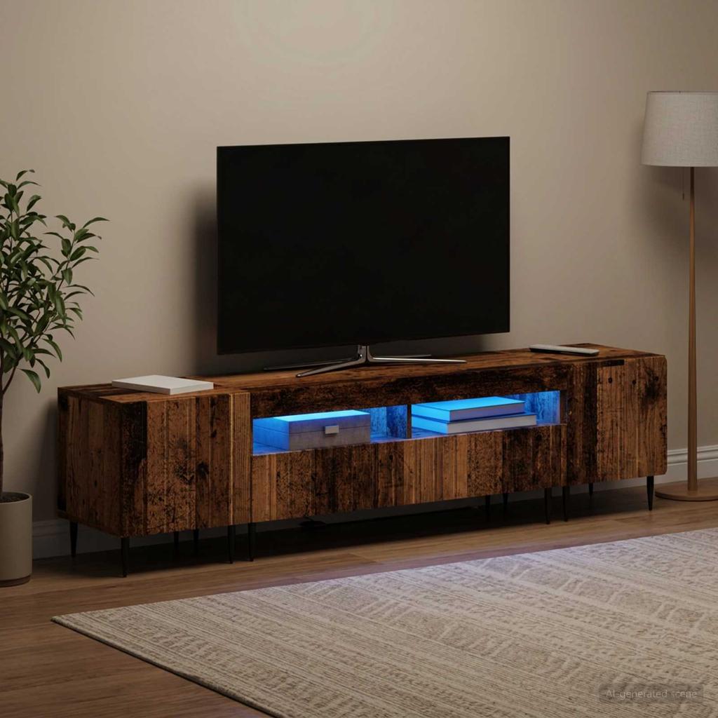 3 Piece LED TV Cabinet ZWOLLE Reclaimed Wood Engineered Wood