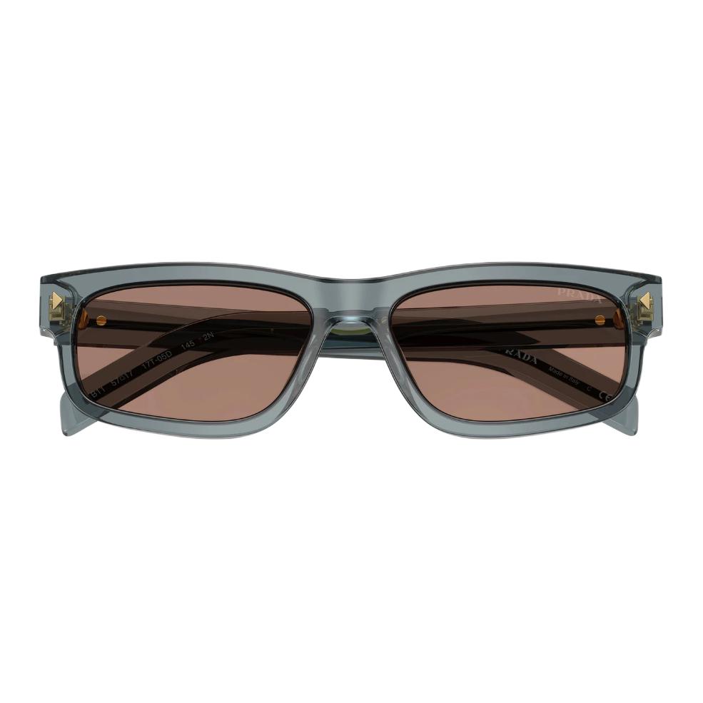 Prada Logo Side Acetate Rectangular Sunglasses Men Sunglasses Light-Gray Blue SPR-B11-S-17T-05D