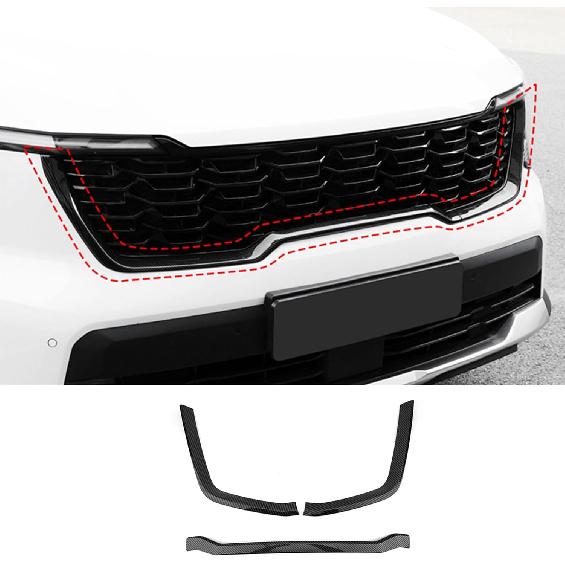 

Car Front Bumper Upper Lower Grille Front Hood Kidney Grill Cover Set Compatible with Kia Sorento 2024-2025 Accessories[NOT Compatible with Sorento Carbon Fiber Style