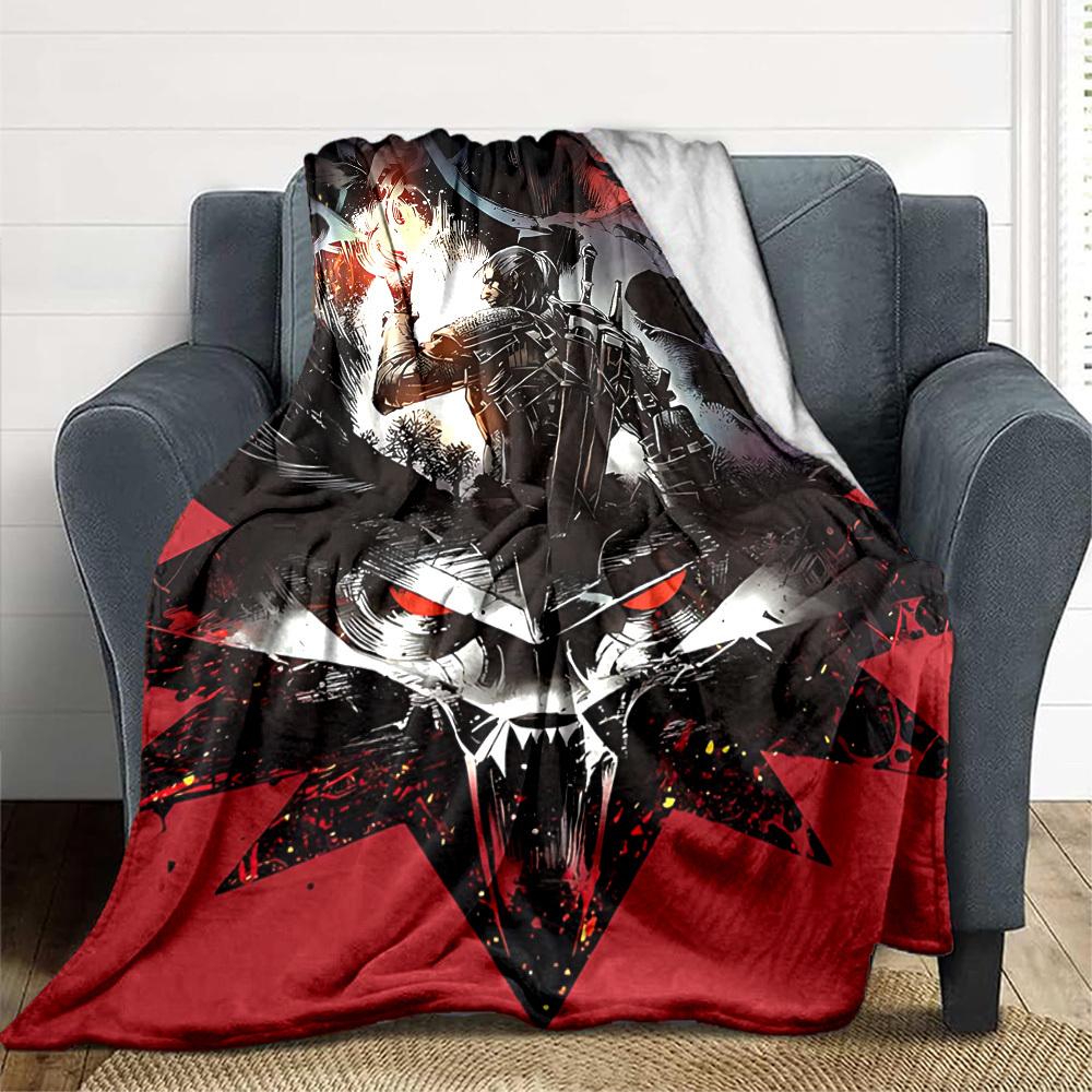 1pc The Witcher Soft Comfortable Blanket Digital Print, All Season Multipurpose Knit Fabric Bedding, Office, Sofa Home Decor Blanket