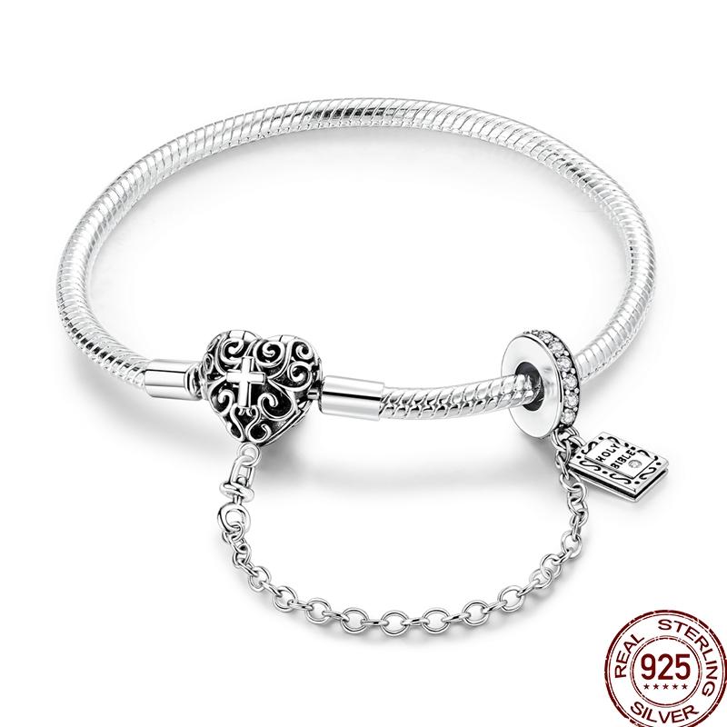 925 Sterling Silver 17-20CM Original Bracelets Heart Moon Sun Clasp Bead Charm Bracelet Fit DIY Charms Beads for Women Jewelrys