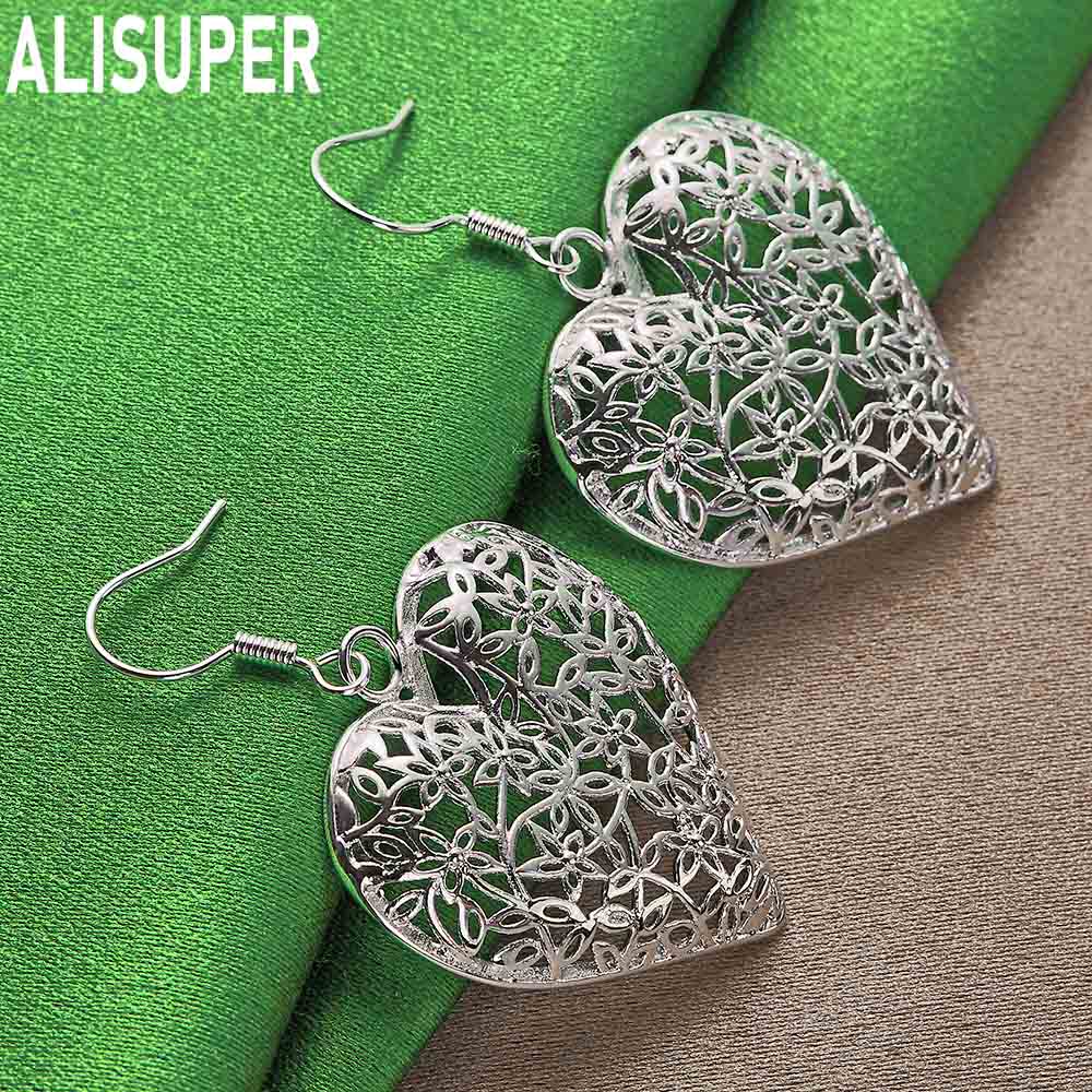 925 Sterling Silver Simple And Exquisite Openwork Heart Earrings - Stylish Evening Jewelry