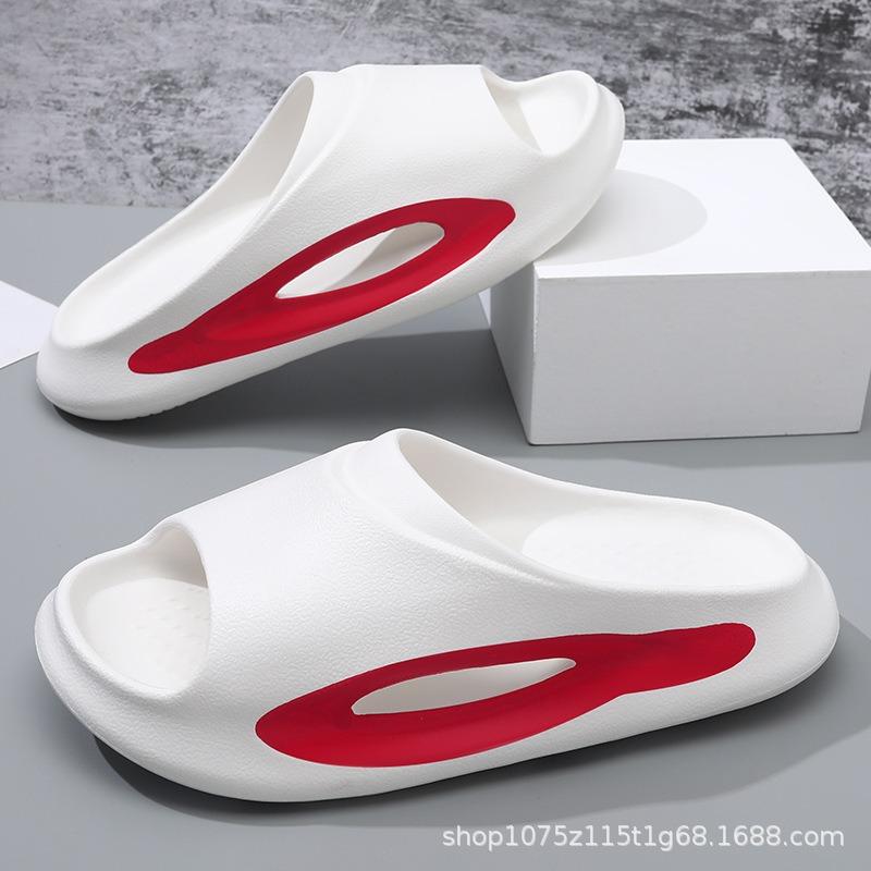 Summer New Male and Female Couples Two-color One-word Drag Thick-soled Non-slip Wear-resistant Fashionable Simple Outdoor Beach Sandals