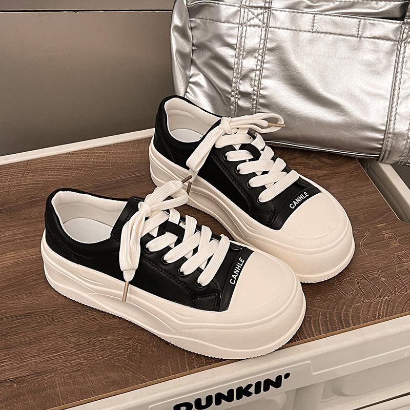 

Little white shoes women s spring 2025 new street shot small muffin casual shoes fashion thick baseplate shoes women 40 чёрный
