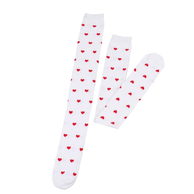 Valentines Day Over Knee Long Socks Cute Lip Heart Love Pattern Thigh High Stockings for Women Parties and Casual Wear