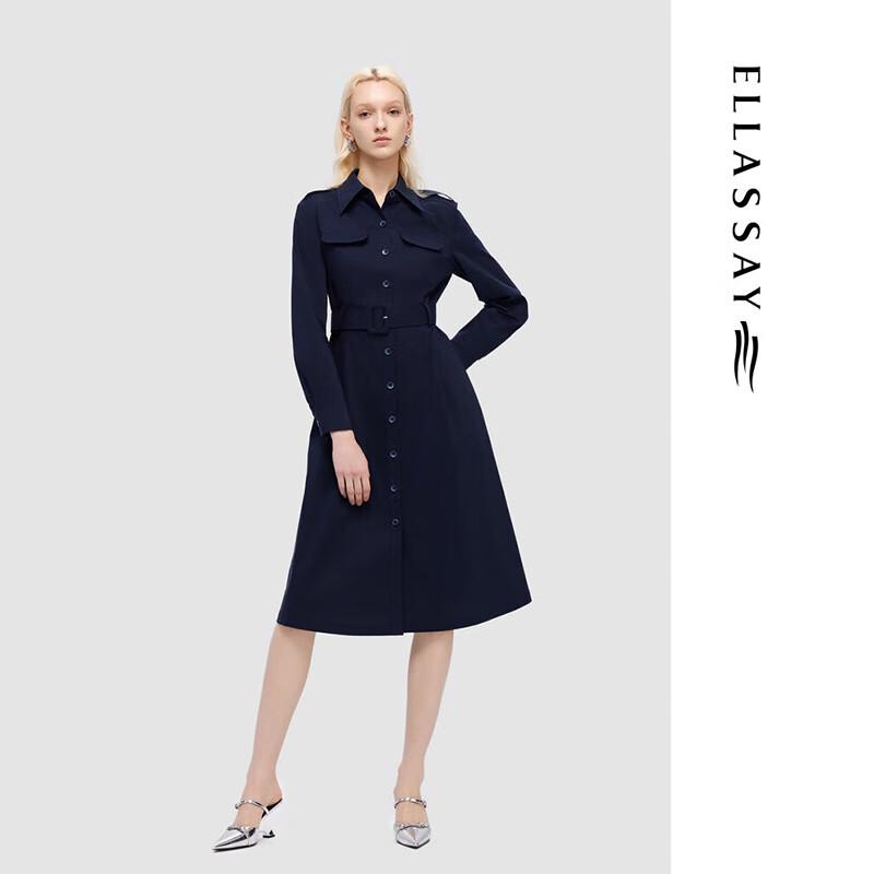 ELLASSAY Women's Lapel Mid-length Shirt Dress