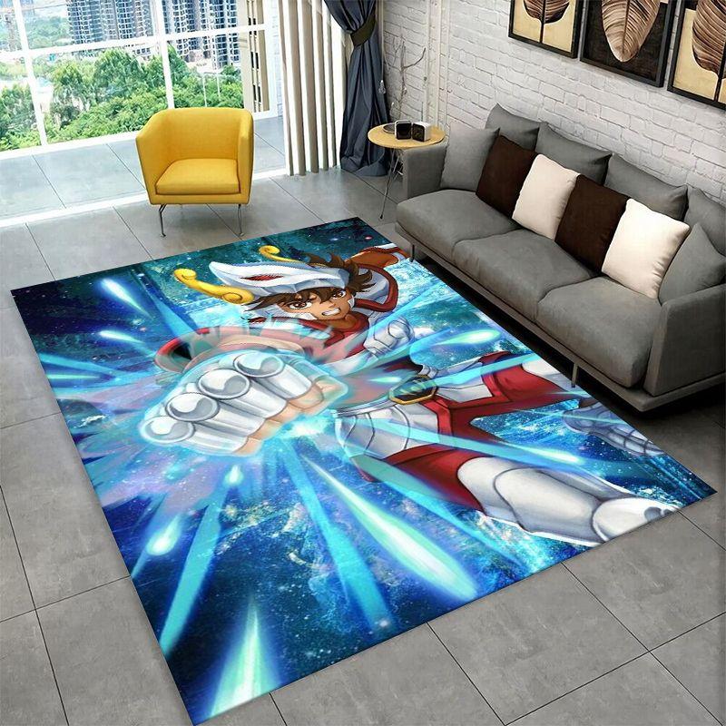 Retro Saint Seiya Anime Cartoon Carpet Rug for Playroom Bedroom Living Room Sofa Home Decor,kid Area Rug Non-slip Floor Mat