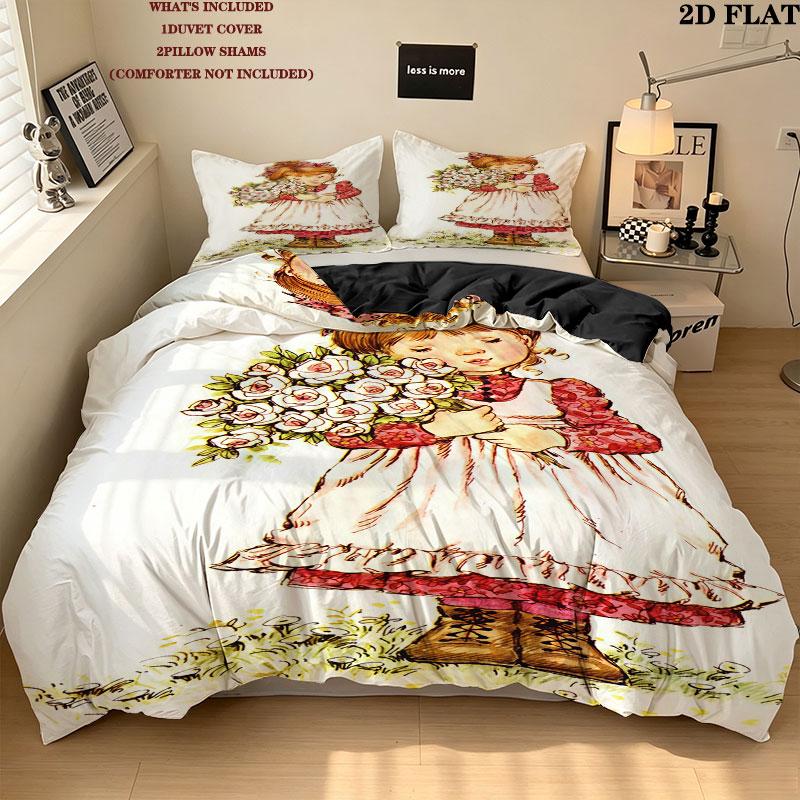 Sarakey Pattern Bedding Quilt Set Quilt Cover Pillowcase Home Birthday Gift(1 * duvet cover + 2 * pillowcase, without core)