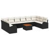 VidaXL Ensemble de canapés de jardin 11 pièces avec coussins Noir Poly Rattan Acacia 3347628