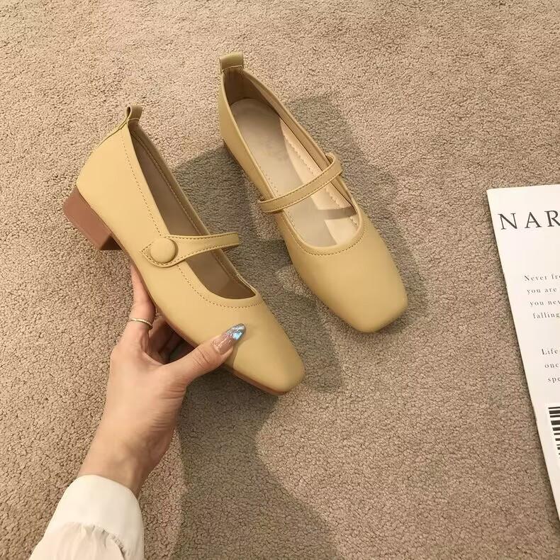 Japanese Style Lolita White with Medium Heels Gothic Women's Summer Footwear Black Mary Jane Square Toe Shoes for Woman 2025 E