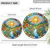 2D Flat Stained Glass Sun Flower Lakeside Window Decoration, 6.3/7.87inches Colored Glass Plate with Chain, Charming Indoor/Outdoor Sun Catcher Home