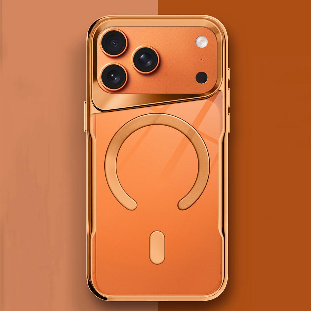 Natural Titanium Gold magsafe charging phone case for 17 16 15 14 13 12 11 Pro Max Air magnetic scratch-proof plating hard cover