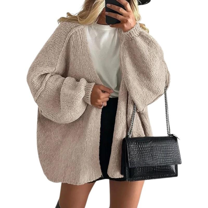 Womens Oversized Knit Cardigan Sweater Long Sleeve Loose Fit Casual Open Front Pullover In Solid Colors