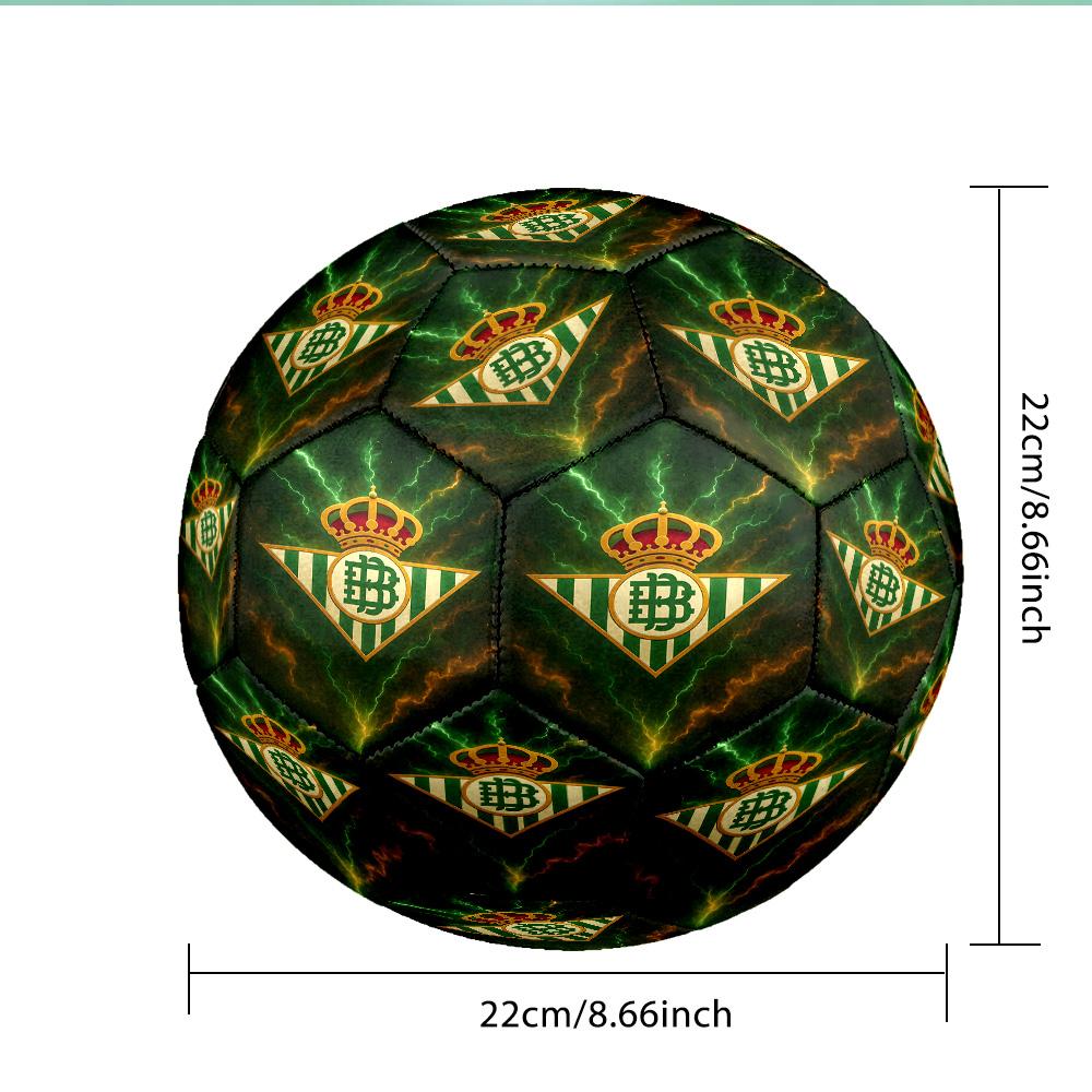 Real Betis Crest Lightning Soccer Ball Size 5 Soccer Ball, Machine-stitched, Soft and Comfortable, Suitable for Training and Matches Fan Gift