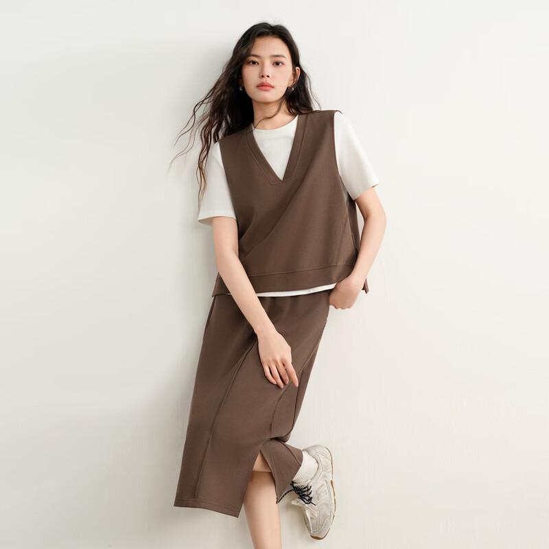 Elva Island Women s 3-Piece T-Shirt, Vest & Midi Skirt Set L