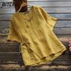 Camicette e camicie da donna con scollo a V, maniche corte, stampa tinta unita casual alla moda
