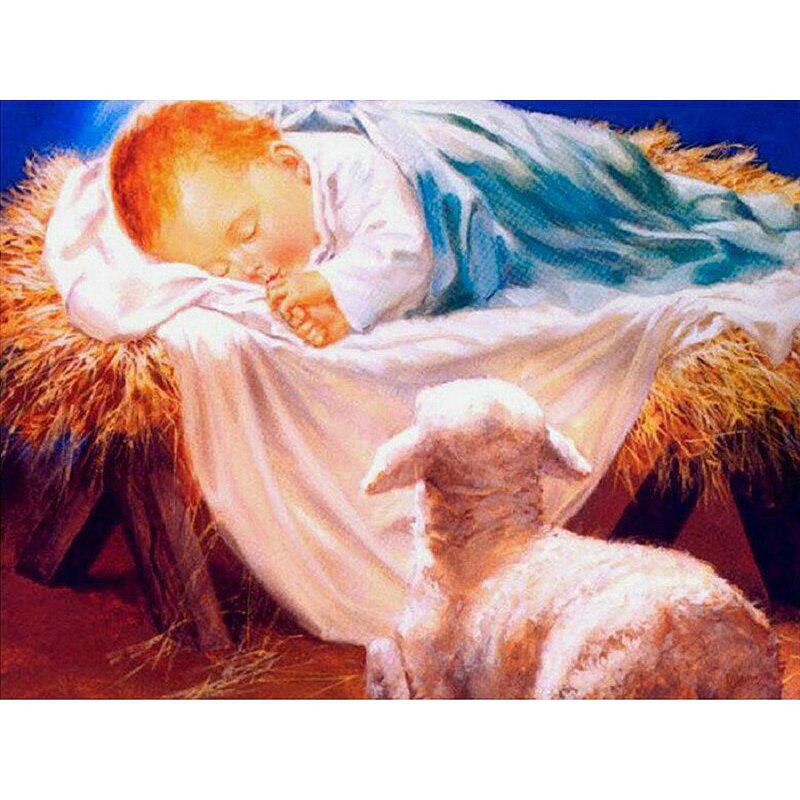 

Вышивка Ангел Алмазная ручная работа Ребенок, который спит как бревно Алмазная картина Полная дрель 20X30CM
