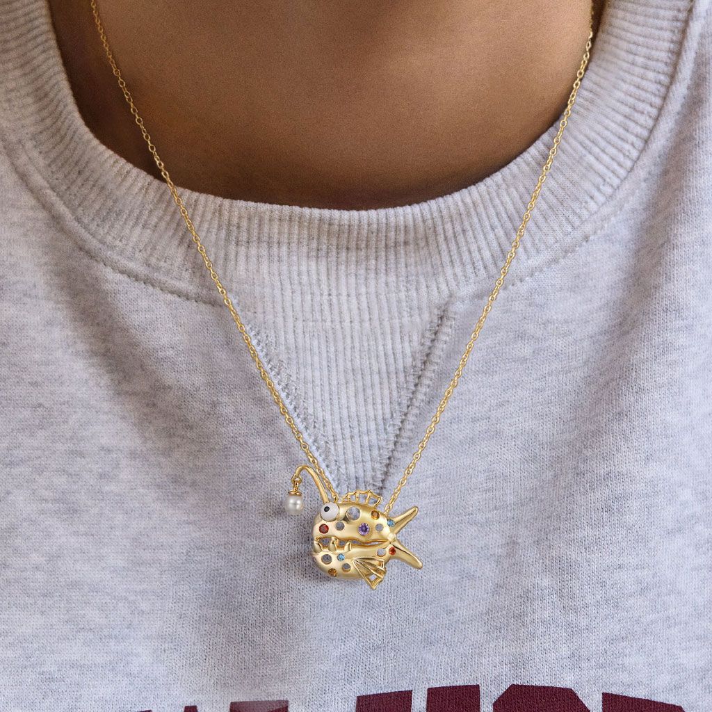 Fashion Vintage Ocean Collection Pendant Cute Whale Goldfish Pendant Necklace Plated 18K Gold
