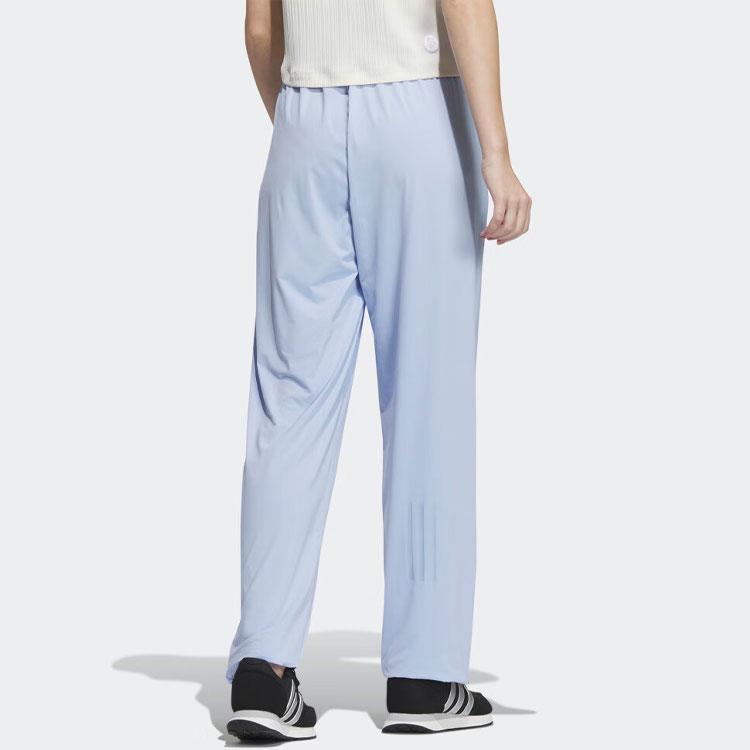 Adidas Solid Color Elastic Waist Cuffed Casual Pants Women Bottoms Blue IP3970